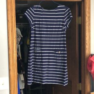 Navy striped short sleeved dress